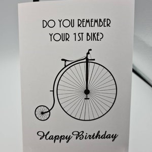 Biglietto d'auguri di compleanno Penny Farthing Old A6/A5, stampa di alta qualità su cartoncino liscio da 300 g/m². Viene fornito con busta Conqueror Textured Wove.