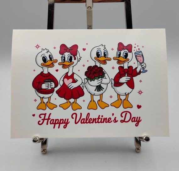 Valentine Love Ducks, Valentine's Card, A6/A5 Greetings Card High Quality Print on 300gsm Semi Gloss. With Conqueror Textured Wove Envelope.