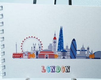 A5 London Skyline Scrapbook, Travel Holiday Scrapbook, Memory, Photo Album, Wedding Album, Notepad, Journal, Notebook