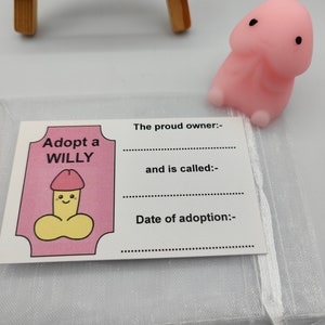 Adopt A Willy, Stress Relief, Stocking Fillers, Novelty, Fun, Secret Santa, Hen Party Favors, Favours, Cheeky, Willy Adoption, Bride Party image 7