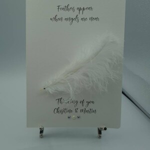 Tarjeta de duelo A5 hecha a mano, personalizada, condolencia, condolencia, funeral, pluma de marabú, tarjeta impresa Impresión de alta calidad en tarjeta de 300 g/m².