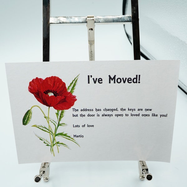 I / We Have Moved Moving House Flat Flower Postcard A6 High Quality Print on Smooth 350gsm Matt or 255gsm Gloss Card