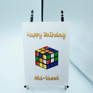 Old Skool Rubik's A6/A5 Birthday Greetings Card High Quality Print on 300gsm Smooth Card. Comes with Conqueror Textured Wove envelope.