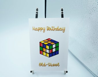 Old Skool Rubik's A6/A5 Birthday Greetings Card High Quality Print on 300gsm Smooth Card. Comes with Conqueror Textured Wove envelope.