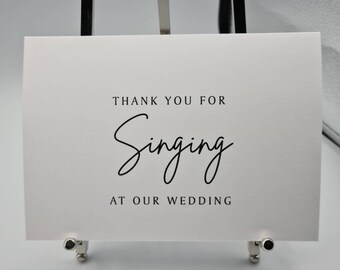 Bedankt voor het zingen Trouwkaart, trouwkaart, bedankt, dankbaar, lof, familielid, trouwdag, zingend bruiloftslied, muziek