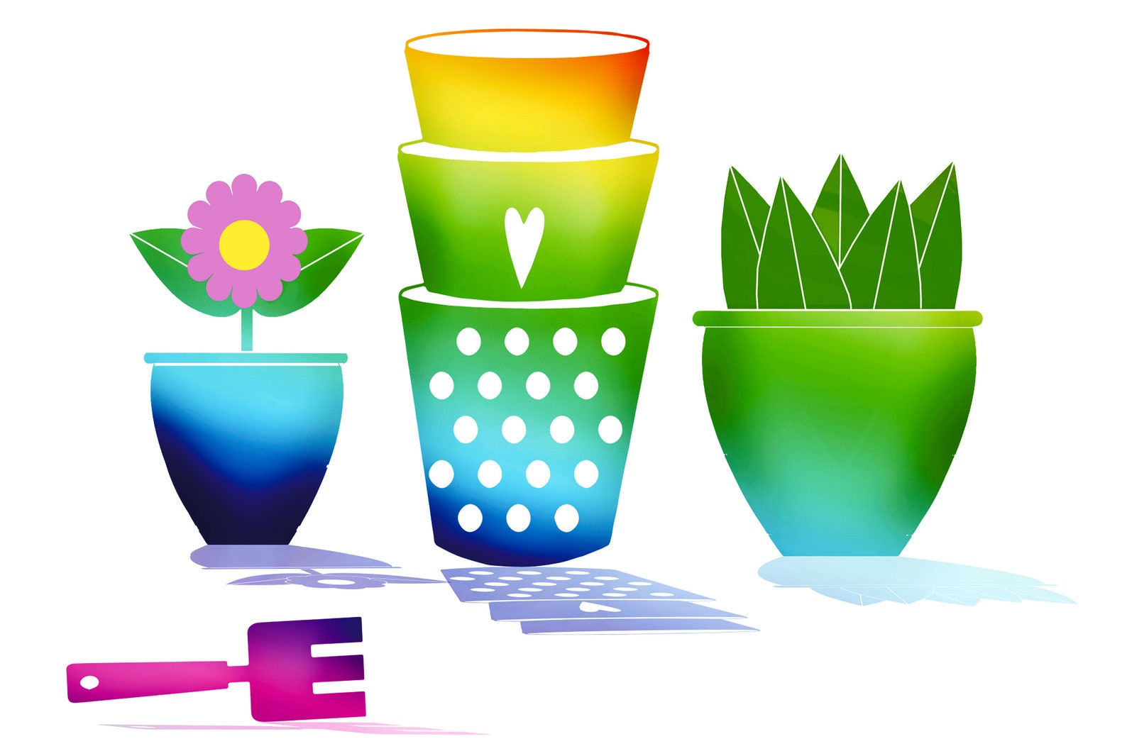 Plant Pots Heart Coloured Postcard A6 High Quality Print on Etsy