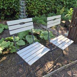 Vintage wooden folding chairs, Folding chairs, Garden chair, white painted