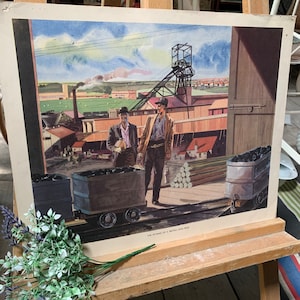 Vintage school poster, Retro school poster, Coal works poster, vintage poster, Mid Century poster