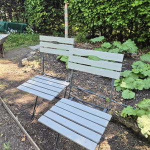 Vintage wooden folding chairs, Folding chairs, Garden chair, Grey painted