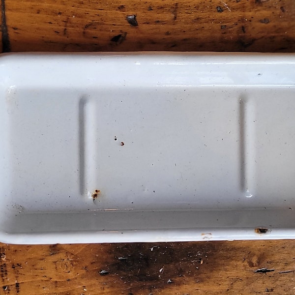 Vintage white enamel tray, Small plate, Enamel plate, Vintage tray