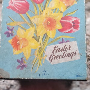 Vintage Easter Egg box, Easter box, Blue box