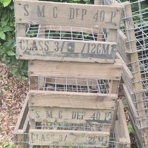 Wooden and wire crates, Stacking grates, Rustic crates, Apple crates, stacking crates