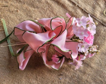 Vintage floral decoration, Vintage pink flower, Bridal decoration, Pink flowers