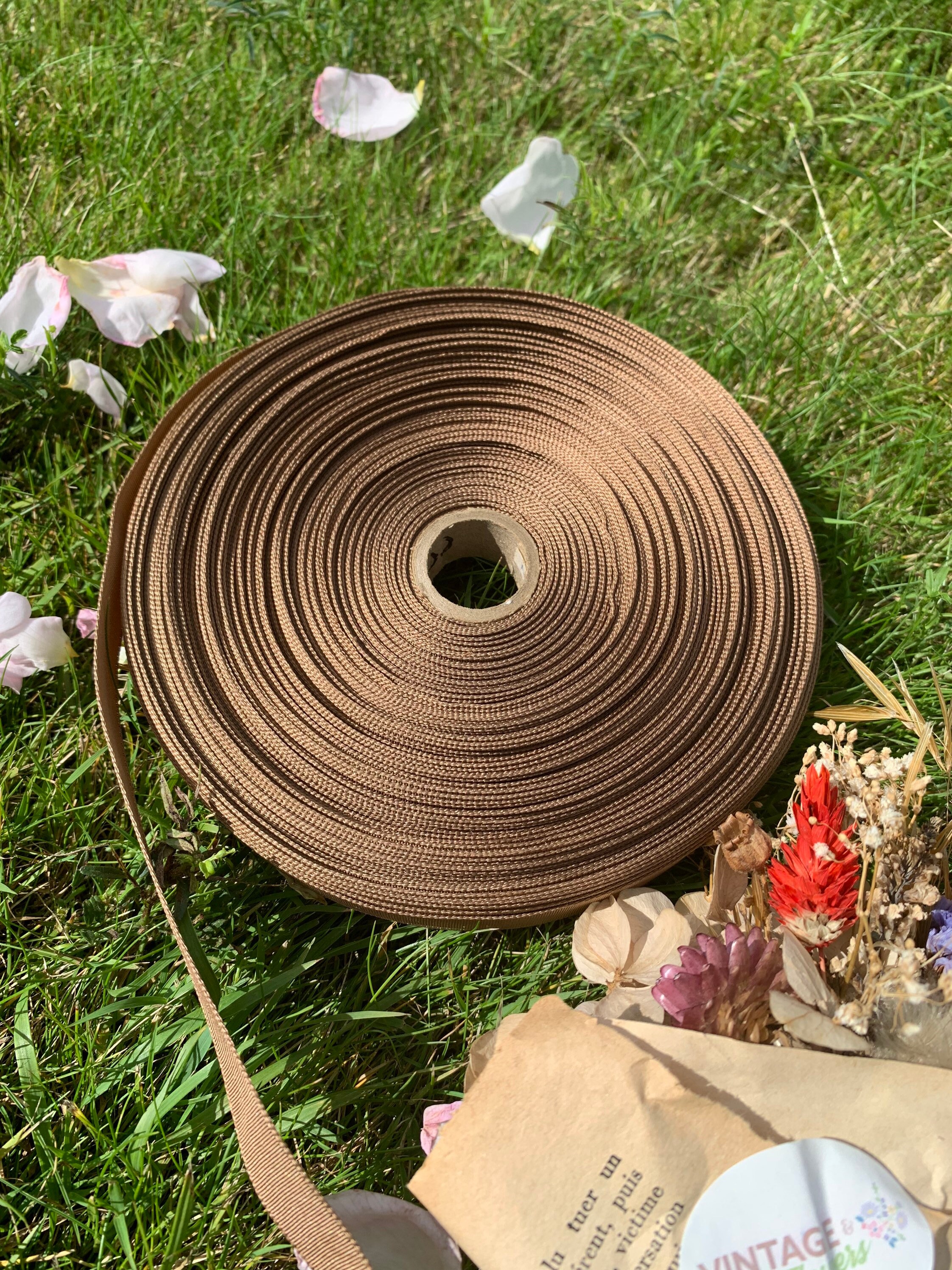 Brown vintage ribbon chocolate brown ribbon light brown | Etsy