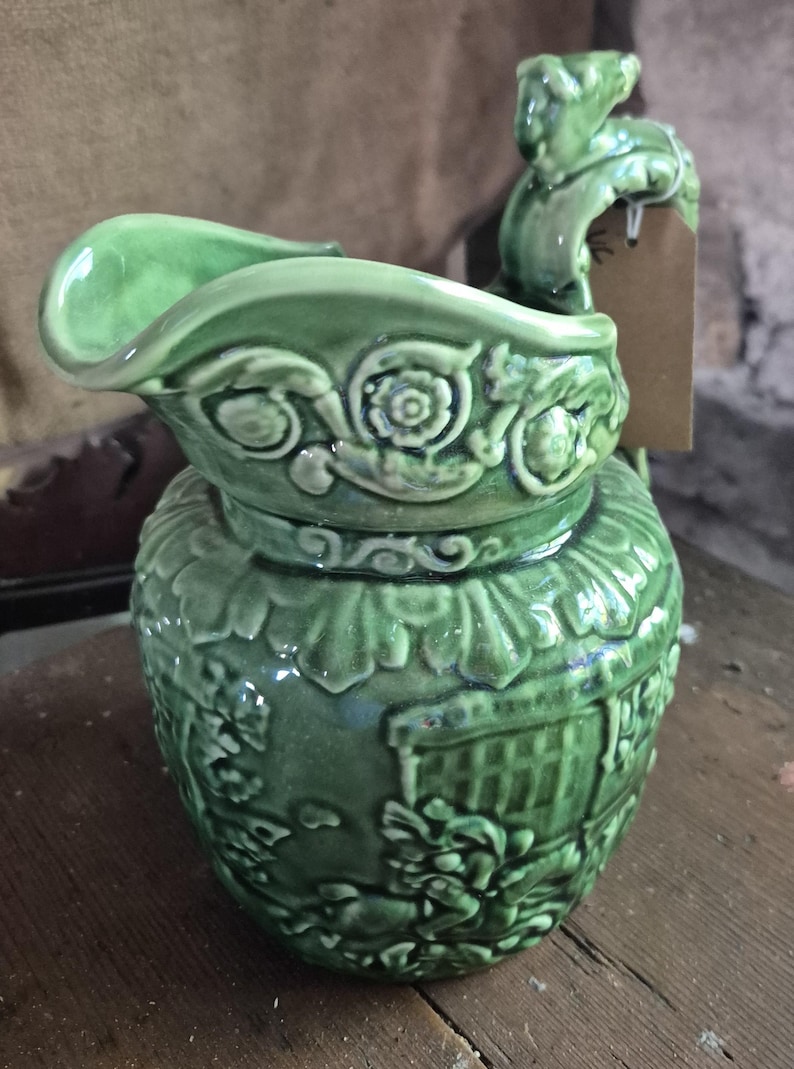 Arthur Wood Majolica Green Pitcher With Horse Head Handle - Etsy
