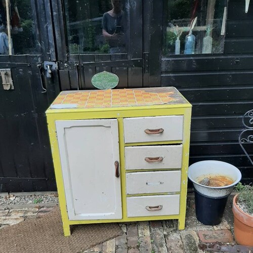 Vintage Kitchen Retro Cupboard yellow Cupboard. Etsy