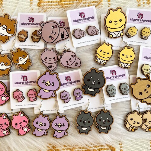 MONSTA X TWOTUCKGOM チャンギュン I.M バッジ バッヂ Monsta X Twotuckgom Wooden Stud and Dangles Earrings/pins - Etsy