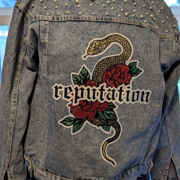 Taylor Swift Reputation Album Jean Jacket - Eras Tour Outfit, Serpiente, Taylor Swift Merch, Midnights, Lover, 1989, Rojo, Speak Now, Folklore