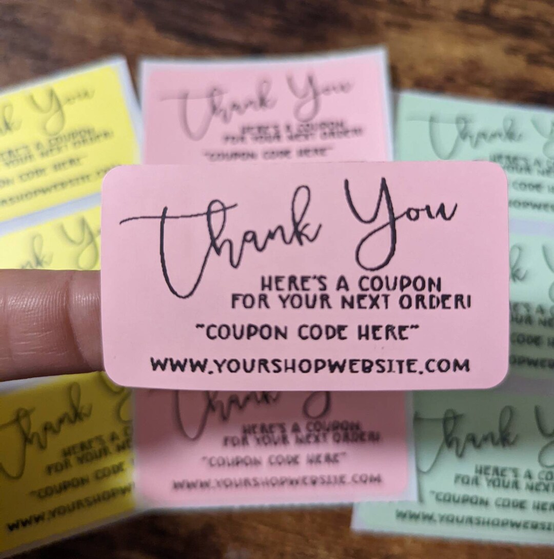 Coupon Code Sticker Thank You, Reorder, Custom Coupon Code Stickers