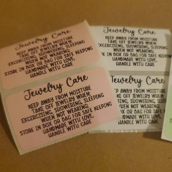 Jewelry Care Stickers - Small Business, Jewelry Packaging, Ring Care, Necklace Care, Metal, Jewel, Clay Jewelry, Earrings, Paparazzi Jewelry