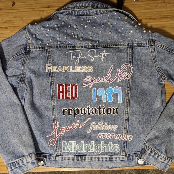 Taylor Swift Era Album Jean Jacket - Eras Tour Outfit, Taylor Swift Merch, Midnights, Reputation, Lover, 1989, Red, Speak Now, Folklore