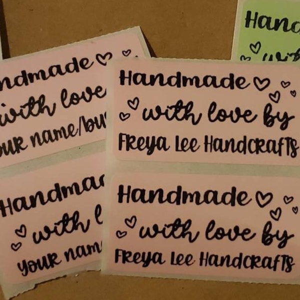 Custom Handmade With Love Stickers- Small Business, Handmade By, Etsy Seller, Handcrafted, Cute Shipping, Custom Packaging