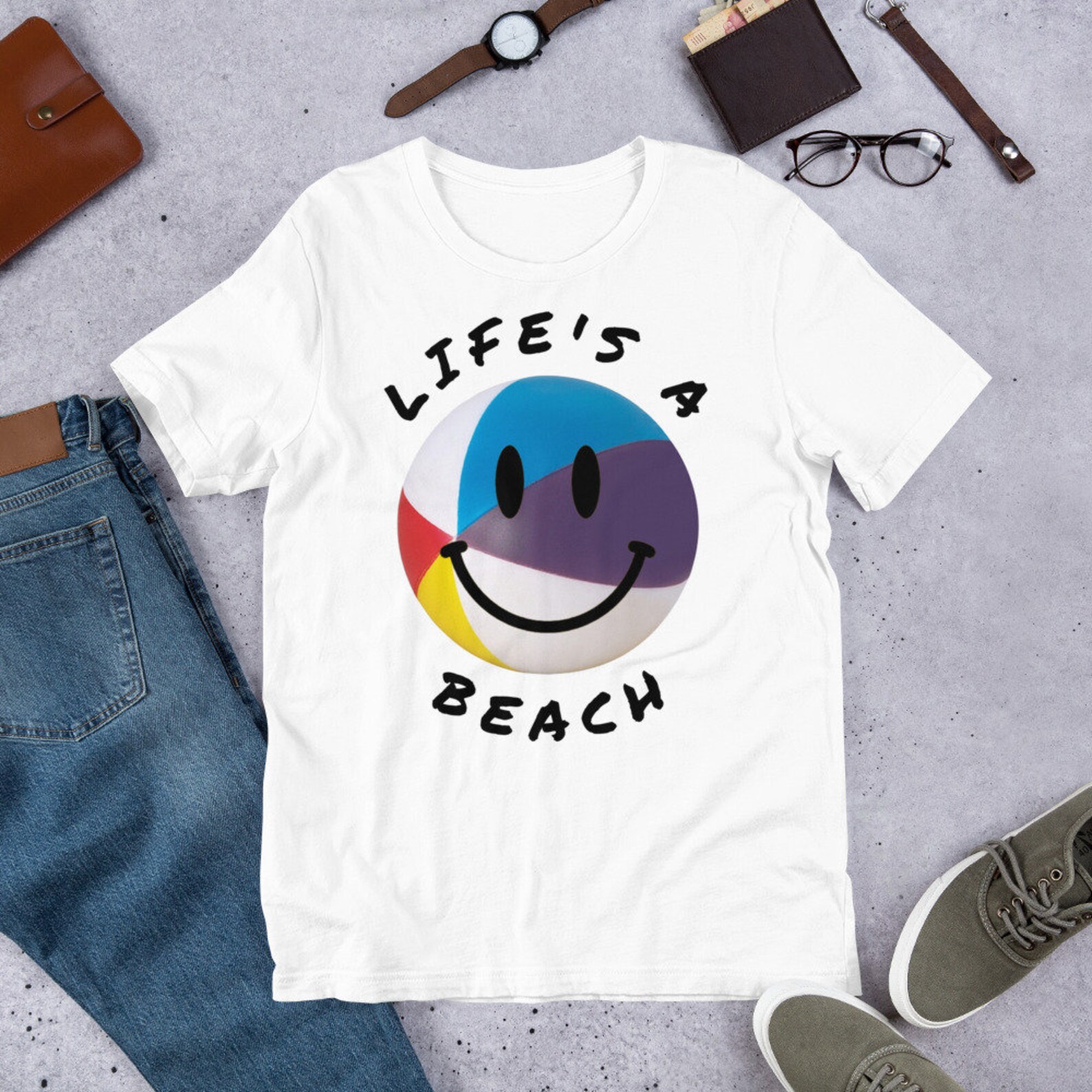 BEACH BALL custom printed tshirt Short sleeve Beach tshirt Etsy