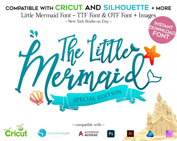 Cursive Font Svg Cricut Svg Mermaid Svg Mermaid Font Cricut Font File For Silhouette Cut File For Cutting Machines Individual Letters