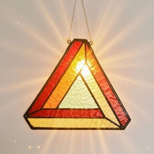 Penrose Triangle Stained Glass - A Play of Light and Illusion.