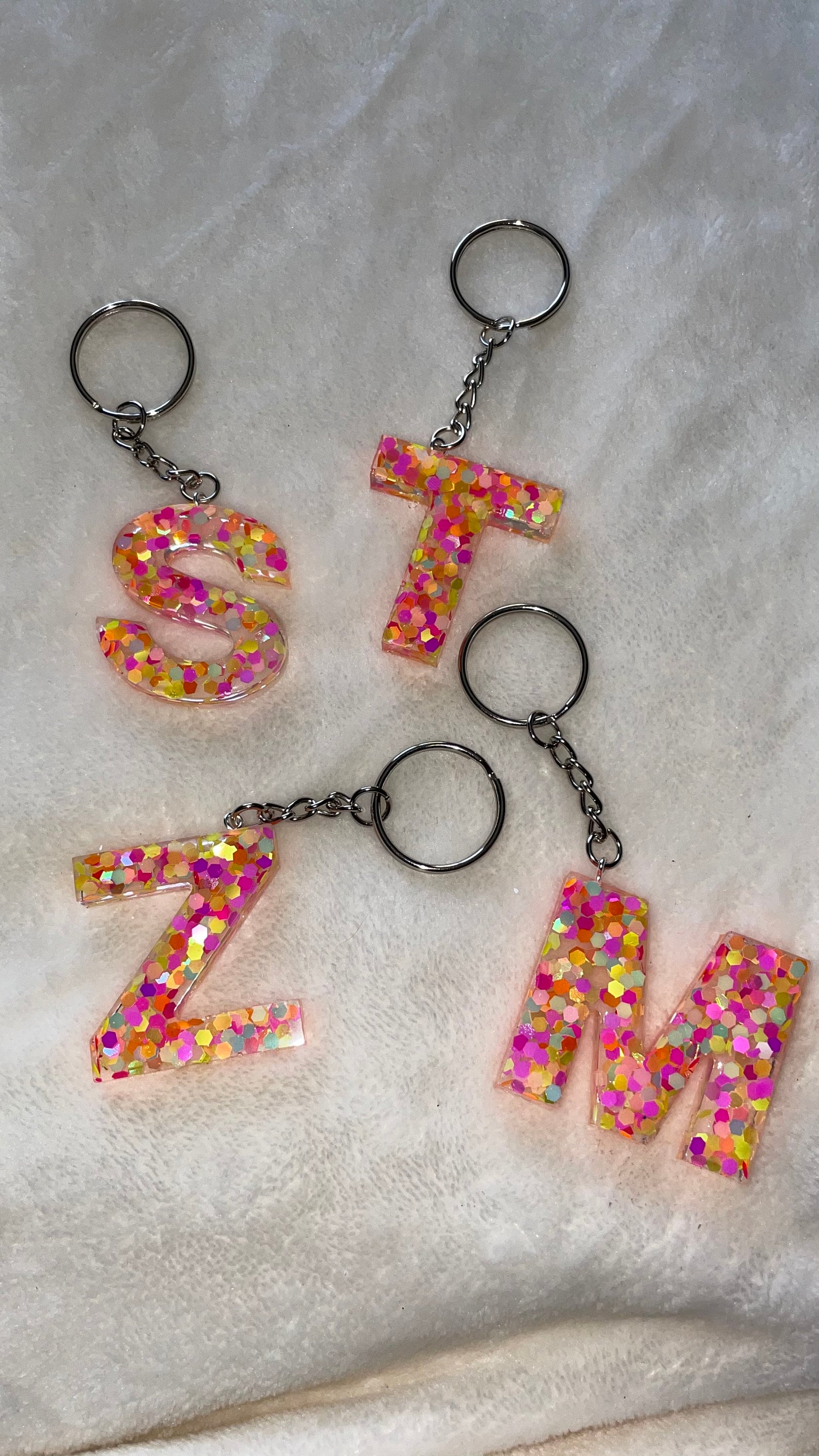 Neon Resin Letter Alphabet Keychain Etsy