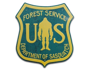 U.S. Forest Service - Department of Sasquatch Metal Roadsign Bigfoot Sign Sasquatch Sign - Gift Bigfoot Enthusiasts, Cabin Decoration