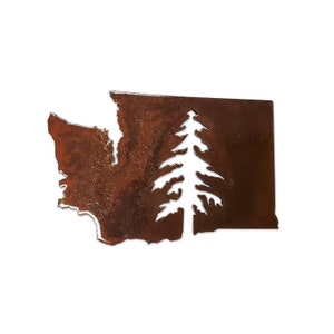 Washington State with Redwood Magnet - Nature Art, Animal Gift, Made in the USA, Pacific Northwest Animals
