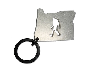 Oregon Bigfoot Keychain Charm - Outdoor Bigfoot Gifts, Made in the USA, Bigfoot, Sasquatch, Pacific Northwest