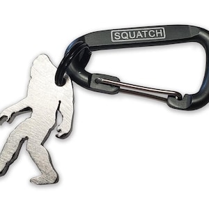 Microsquatch Keychain Bottle Opener with Carabiner, 1" x .5" - Outdoor Bigfoot Gifts, Made in the USA, Bigfoot, Sasquatch, Pacific Northwest