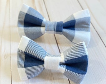 Dog Bow Ties, Blue & White Plaid, Bowtie for Dogs, Cats, Pet Bowties, Dog Accessories, Puppy gift, Dog Collar Bow, Boy Dog Bowty