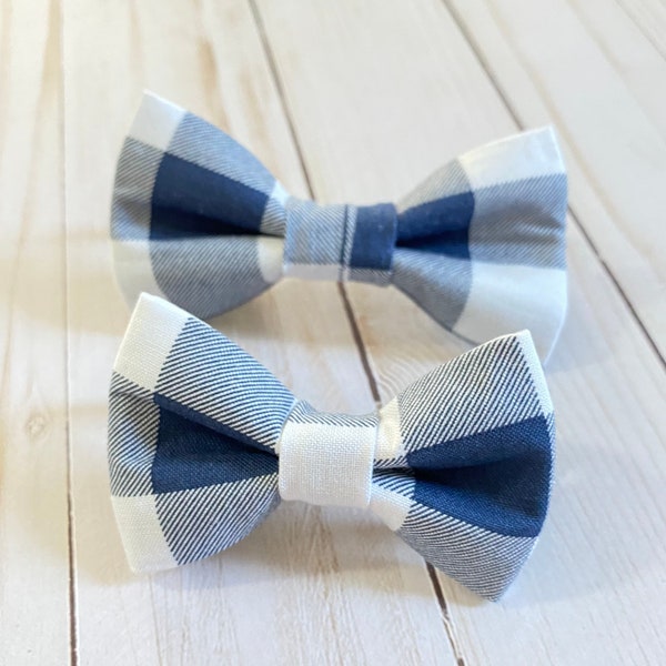 Dog Bow Ties, Blue & White Plaid, Bowtie for Dogs, Cats, Pet Bowties, Dog Accessories, Puppy gift, Dog Collar Bow, Boy Dog Bowty