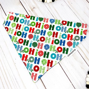 Christmas Dog Bandana, Christmas Plaid Slide Over the Collar Dog Bandana, Slip On Pet Cat Bandana, Pet Gift, HO Ho Holidays Flannel