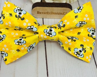 Nœud papillon pour chiens, accessoire abeilles sur chien jaune, cadeau chiot, collier de chien abeilles noeud papillon garçon chien, noeuds papillon personnalisés pour animaux de compagnie de chat, tailles très petites à grandes