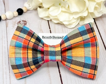 Fall Plaid Bow tie for Dogs, Dog Bow Tie, Dog Puppy gift, Dog Collar Bow, Plaid Boy Dog Bowty,X-Small to Large sizes,Fall Cat Bow tie, Gift