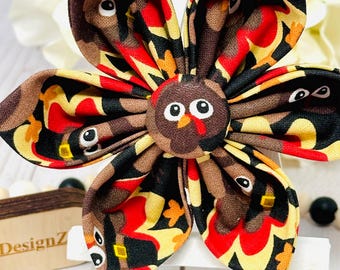 Thanksgiving Dog Collar Flower,Turkey Collar Flower, Slip on Dog Collar Flower, Collar for Dogs Cats, Girl Collar Bow, Cat Collar Flower