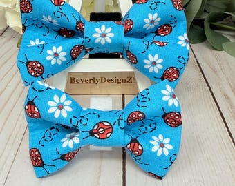 Nœud papillon coccinelle pour chien, Nœud papillon marguerite et coccinelle, cadeau pour chiot et maman de chien, Nœud papillon chat, nœud de collier de chien, grand nœud papillon garçon chien, nœud papillon petit garçon