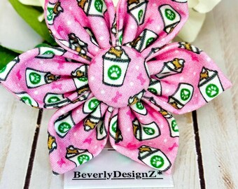 Fleur rose pour collier de chien, gobelet à friandises pour chiot avec fleur pour collier, fleur de 10 cm à enfiler pour collier de chien, collier rose pour chien, nœud papillon pour chat, nœud papillon pour collier de chienne