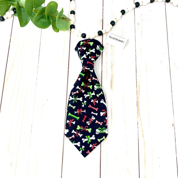 Christmas Dog Necktie, Holiday Neck Tie for Dog, Christmas Cat Neck Tie, Dog Lover/ Puppy Gift, Dog Collar Necktie, Dog Bone Gift Necktie