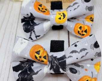 Halloween Dog BowTie, Witch ghost Bow Tie ,Gift for Puppy Dog Mom,Pumpkin Cat Bowtie, Dog Collar Bow, Large Dog Bow tie, Removable Small bow