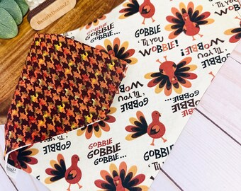 Thanksgiving Dog Bandana, Wobble Gobble Slide On Over Collar Bandana, Slip On Pet Dog Cat Bandana, Turkey Slide on Dog Scarf, Puppy Gift