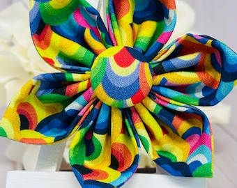 Collier fleur pour chien, fleur multicolore, collier fleur à enfiler, collier fleur pour chiens chats, noeud de collier pour chien fille, fleur pour collier chat