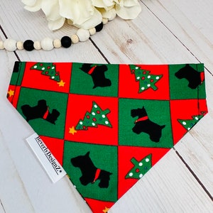 Christmas Dog Bandana, Slip On Over Collar Bandana, Slide on Dog Bandana, New Puppy Bandana, Holiday Collar Bandana, XS small dog bandana