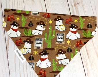 Bandana fantôme pour chien, bandana western à enfiler sur le collier pour animaux de compagnie, grand bandana à enfiler pour chien, bandana très petit à enfiler pour chat, bandana cowboy fantôme