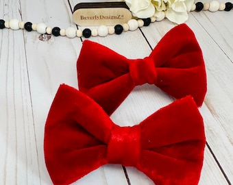 Christmas Dog BowTie, Red Velvet Bow Tie for Dogs, Christmas Gift for Puppy & Dog Mom, Christmas Cat Bowtie, Dog Collar Bow, Holiday Bow tie