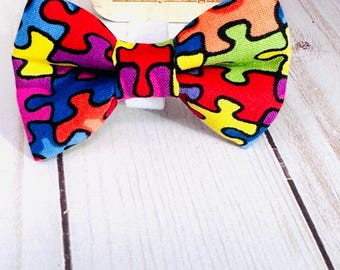 Puzzle Noeud papillon pour chiens, accessoire pour chien d'assistance autiste, cadeau noeud pour chiot, noeud papillon pour collier pour chien, noeuds papillon pour mini chat, tailles très petites à grandes